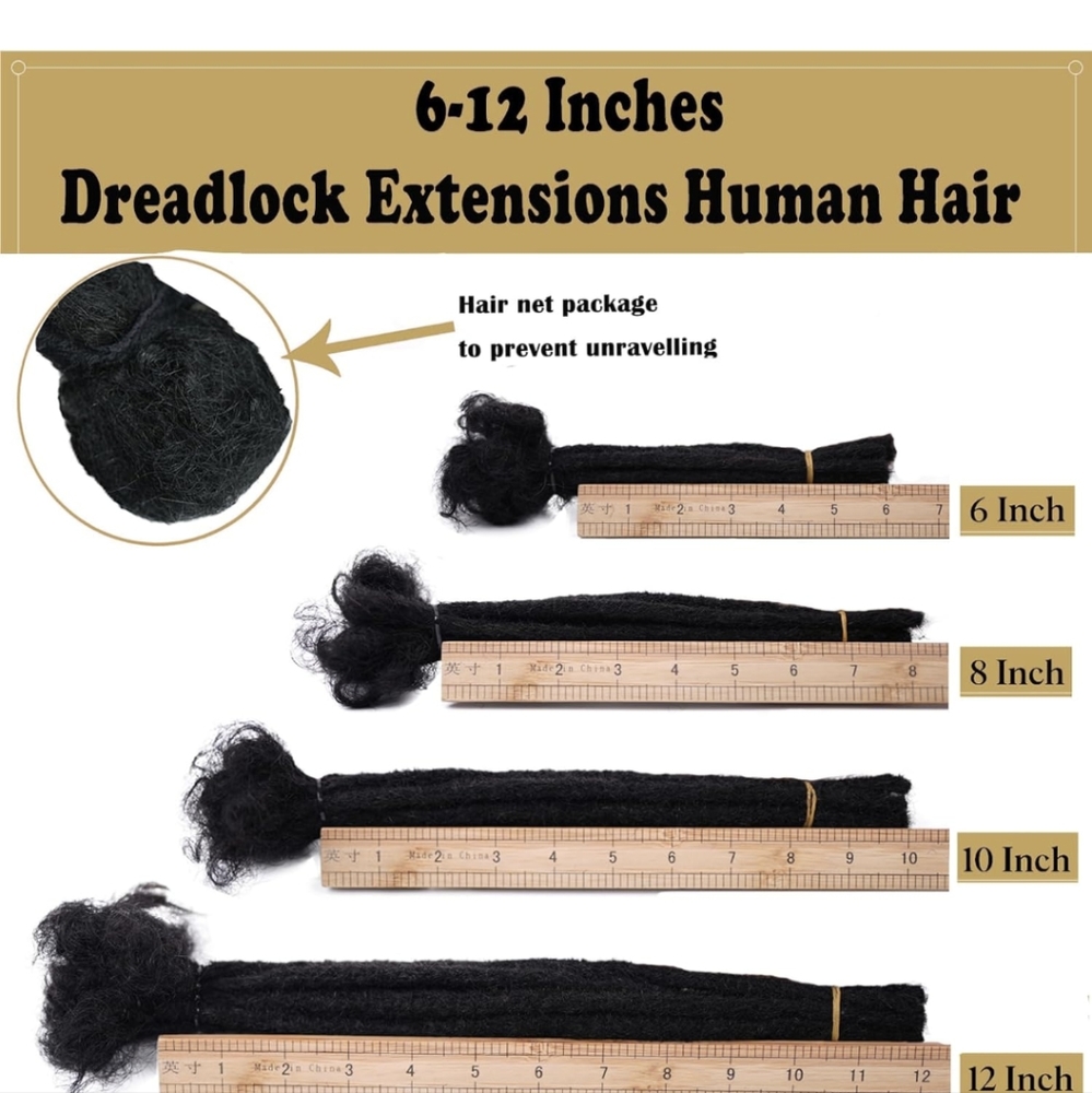 Dreadlock Human hair extensions set 6"-12" unisex New - Picture 2 of 4